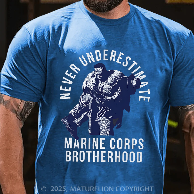 Maturelion Men's T-Shirt Never Underestimate Brotherhood Cotton T-Shirt