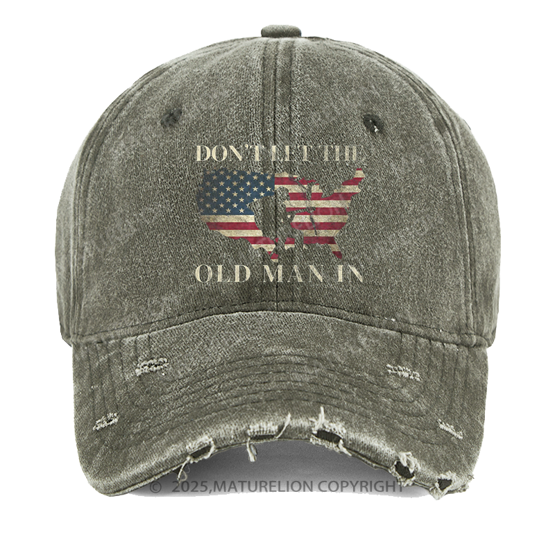 Maturelion Men's Cap Don't Let The Old Man In Vintage American flag Washed Vintage Cap