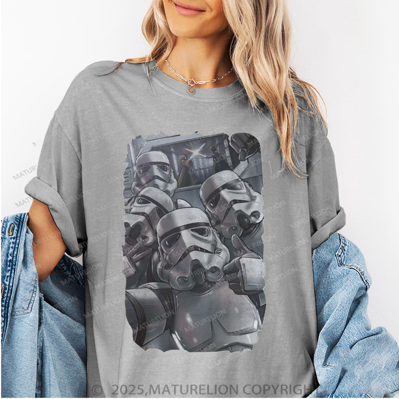 Maturelion Women's T-Shirt Vintage Star Wars Storm Strooper Selfie Cotton T-Shirt