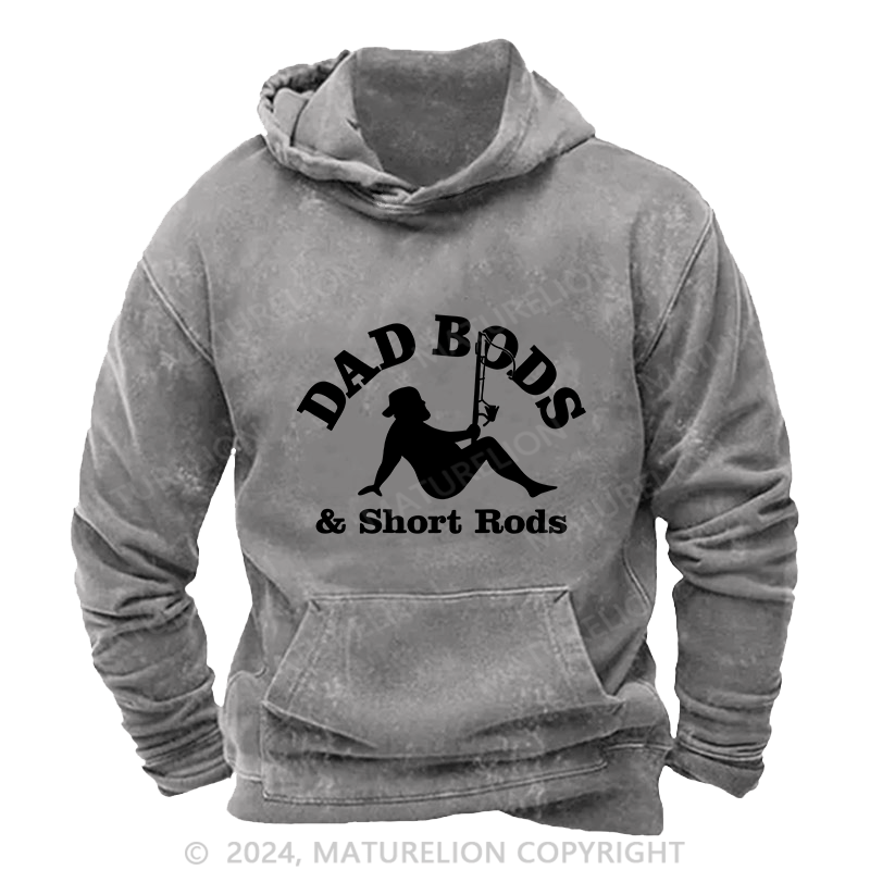 Maturelion Men's Hoodie Dad Bods & Short Rods DTG Printing Washed Hoodie