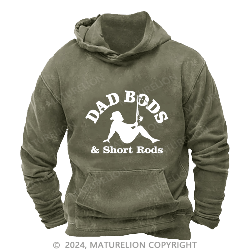 Maturelion Men's Hoodie Dad Bods & Short Rods DTG Printing Washed Hoodie