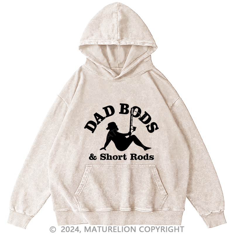 Maturelion Men's Hoodie Dad Bods & Short Rods DTG Printing Washed Hoodie
