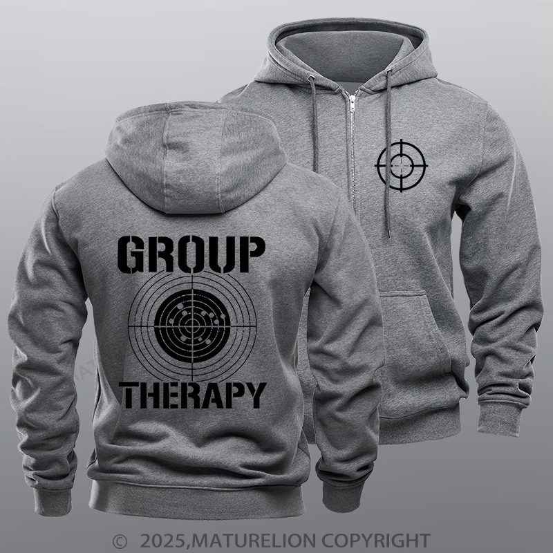 Maturelion Men's Hoodie Group Therapy Zipper Hoodie