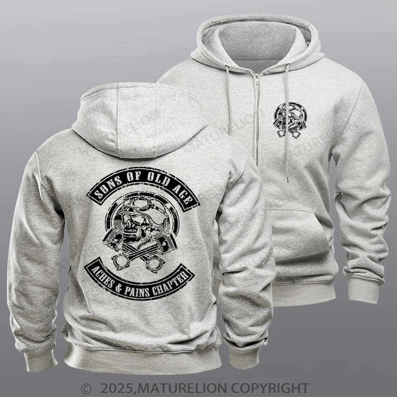 Maturelion Men's Hoodie Sons Of Old Age Aches And Pain Chapter Zipper Hoodie