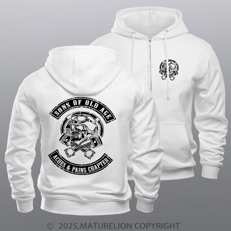Maturelion Men's Hoodie Sons Of Old Age Aches And Pain Chapter Zipper Hoodie