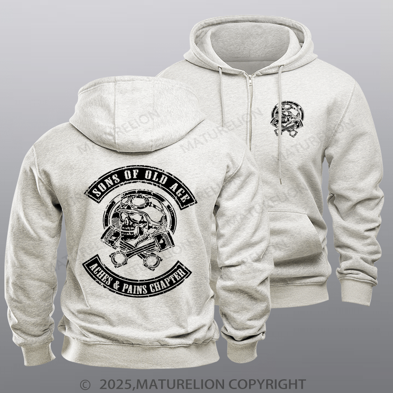 Maturelion Men's Hoodie Sons Of Old Age Aches And Pain Chapter Zipper Hoodie