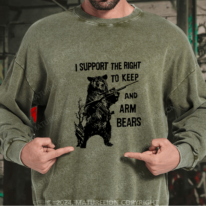 Maturelion Men's Sweatshirt I Support The Right Custom Washed Sweatshirt