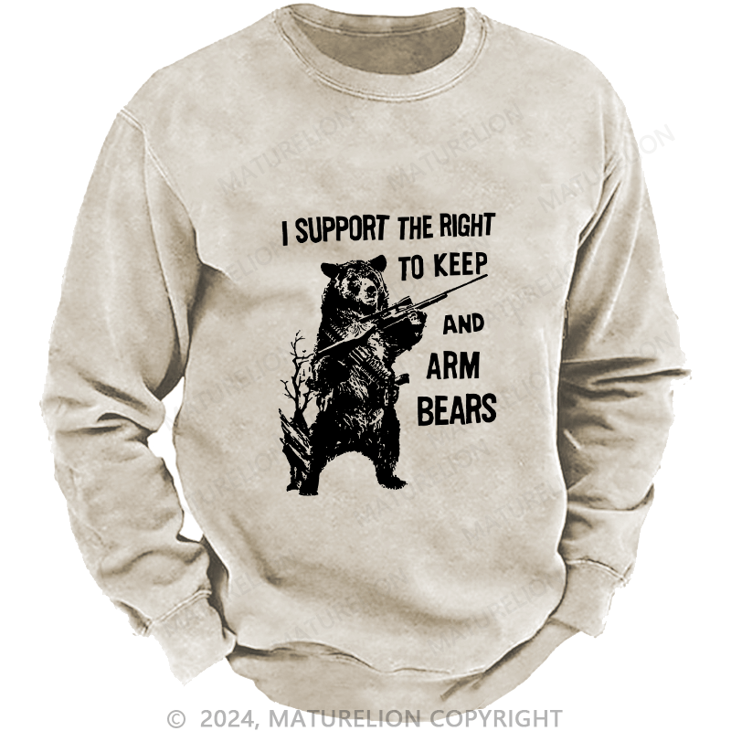 Maturelion Men's Sweatshirt I Support The Right Custom Washed Sweatshirt