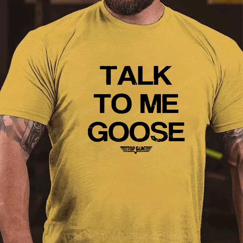 Maturelion Top Gun Classic Talk To Me Goose Big Letter Slogan Men's T-Shirt