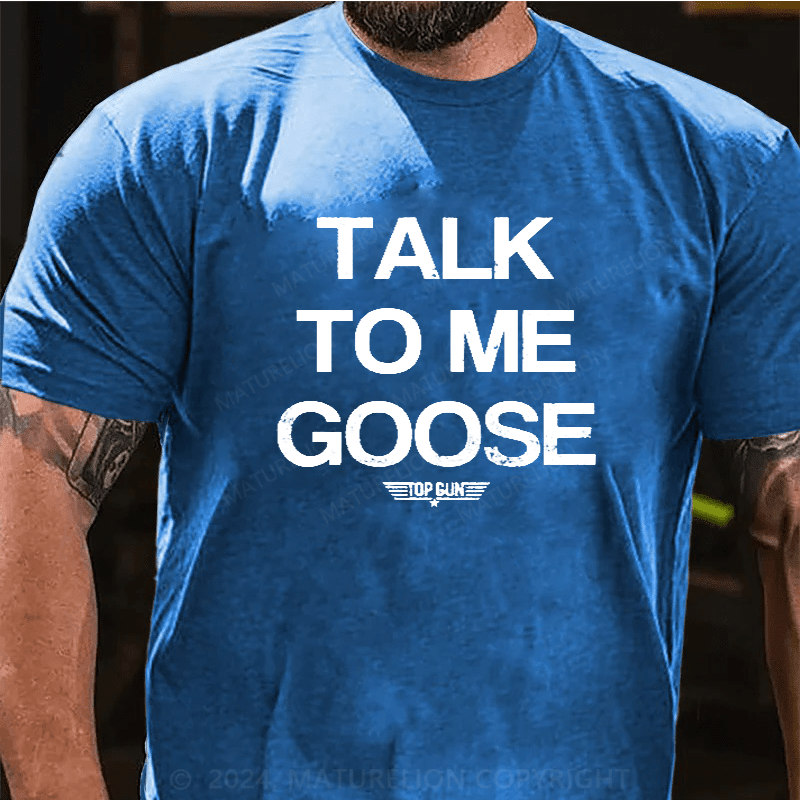 Maturelion Top Gun Classic Talk To Me Goose Big Letter Slogan Men's T-Shirt