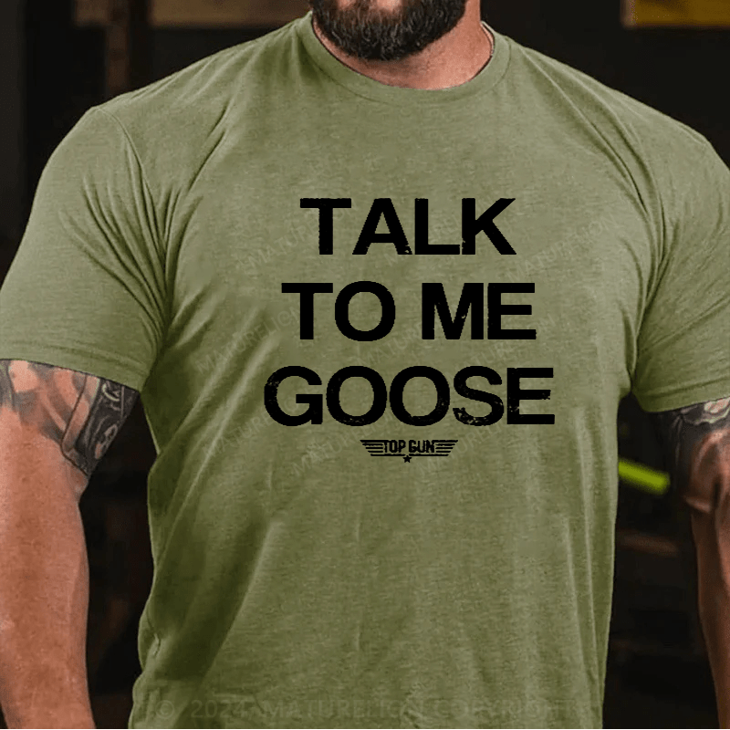 Maturelion Top Gun Classic Talk To Me Goose Big Letter Slogan Men's T-Shirt