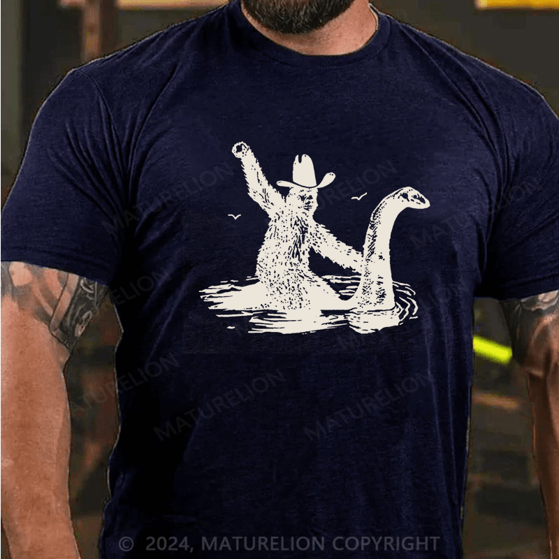 Maturelion Bigfoot Shirts Hilarious Loch Ness Monster Really Vintage Graphic Retro Novelty Humorous T-shirt