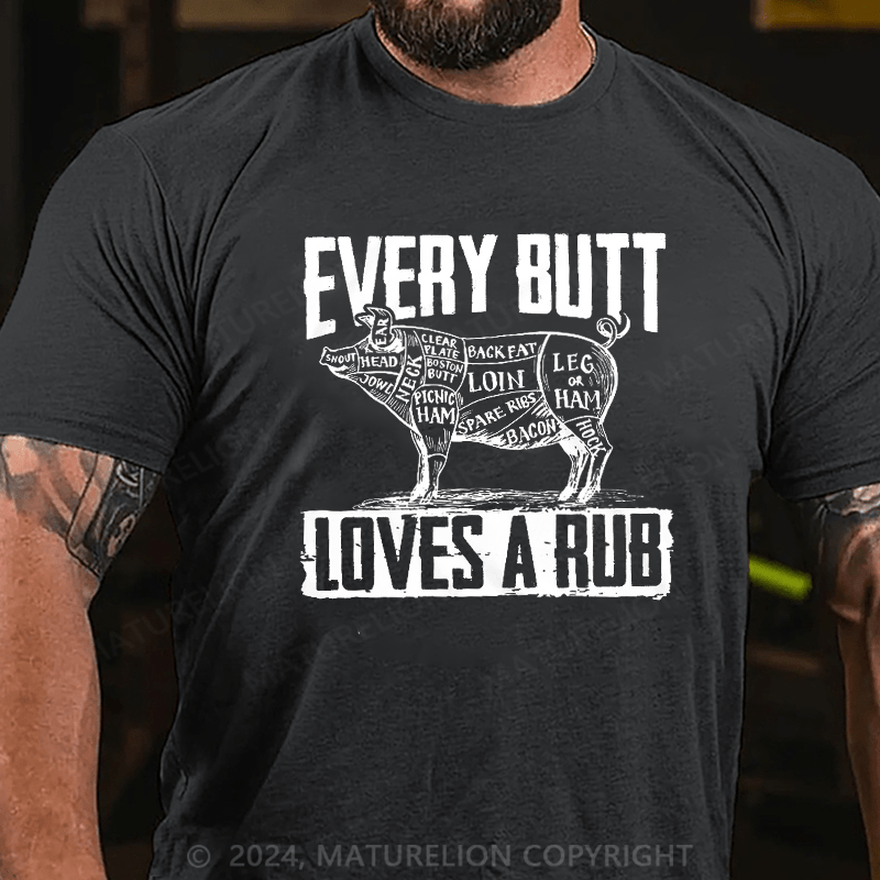 Maturelion Men's BBQ Pork Butt Rub Funny Tee Shirt