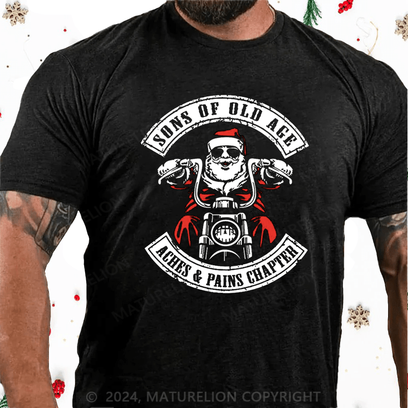 Matuerlion Christmas T-Shirt Sons Of Old Age Aches And Pain Chapter Cotton T-shirt