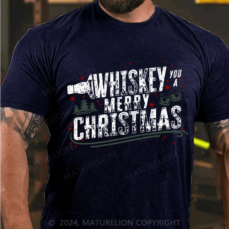 Matuerlion Christmas T-Shirt We Whiskey You A Merry Christmas Funny Drinking Celebration Joyful Season
