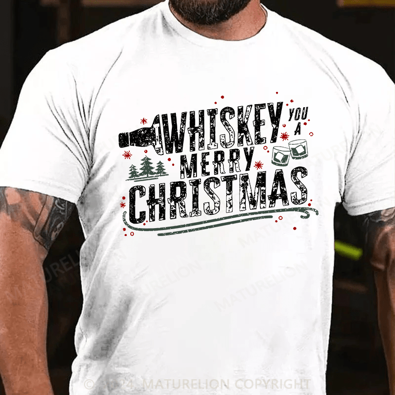 Matuerlion Christmas T-Shirt We Whiskey You A Merry Christmas Funny Drinking Celebration Joyful Season