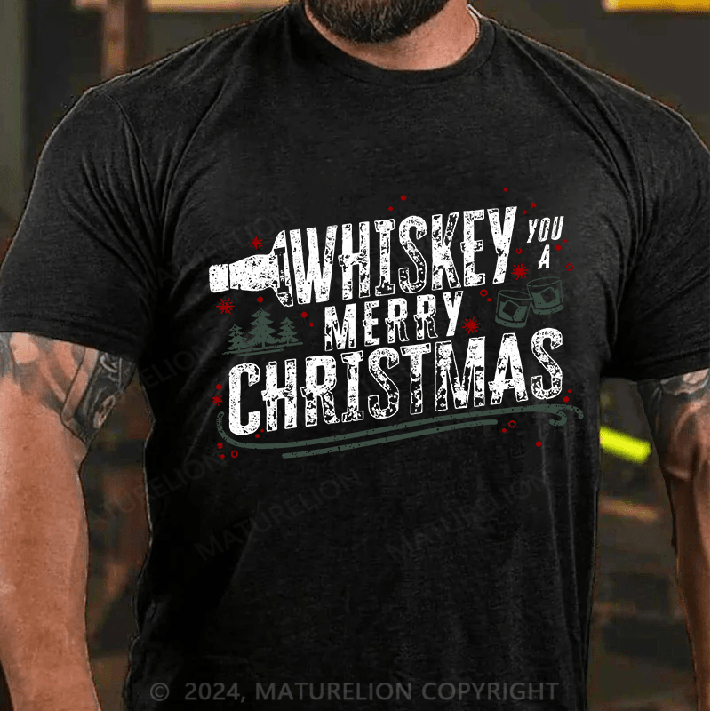 Matuerlion Christmas T-Shirt We Whiskey You A Merry Christmas Funny Drinking Celebration Joyful Season