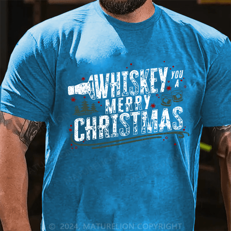 Matuerlion Christmas T-Shirt We Whiskey You A Merry Christmas Funny Drinking Celebration Joyful Season