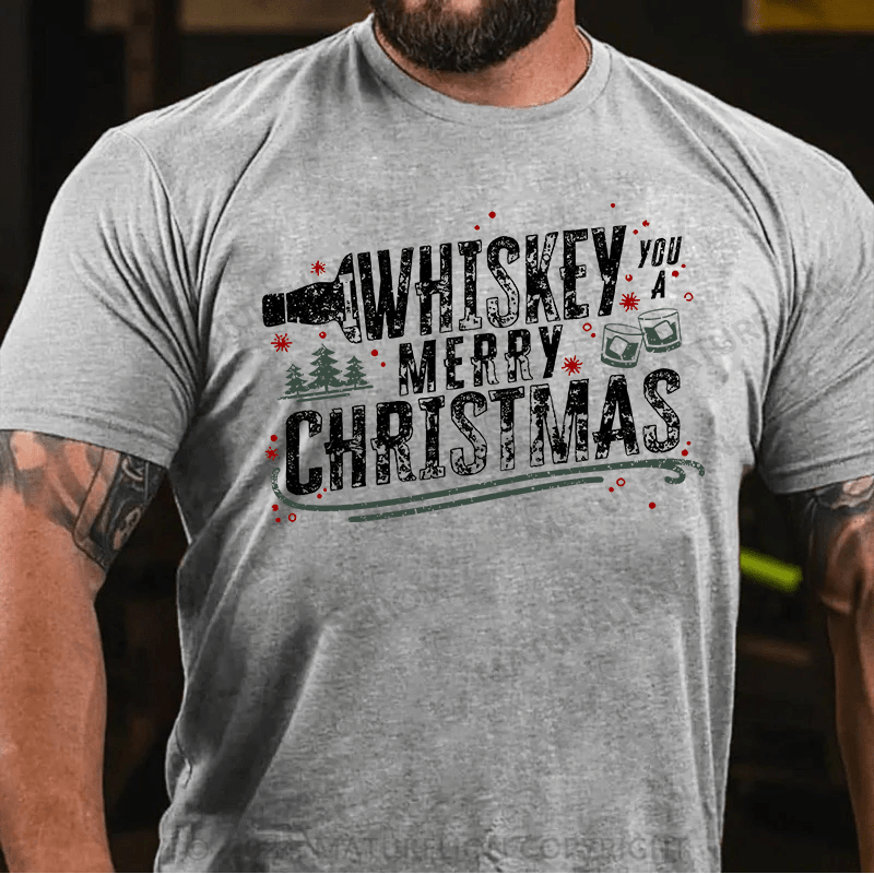 Matuerlion Christmas T-Shirt We Whiskey You A Merry Christmas Funny Drinking Celebration Joyful Season