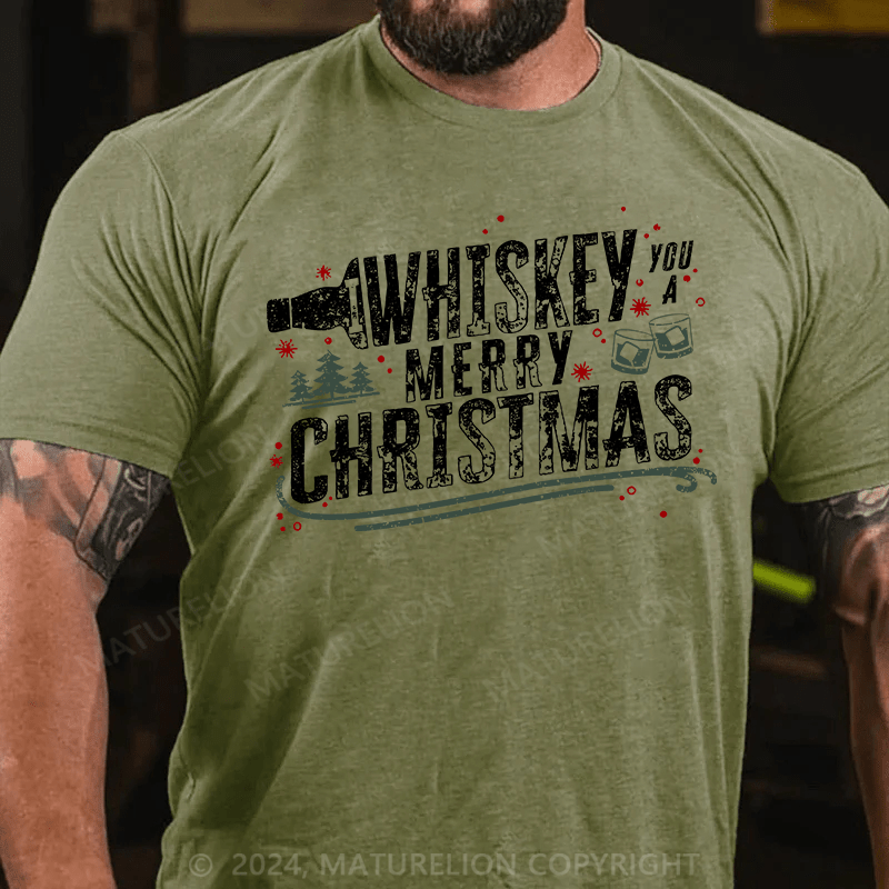 Matuerlion Christmas T-Shirt We Whiskey You A Merry Christmas Funny Drinking Celebration Joyful Season