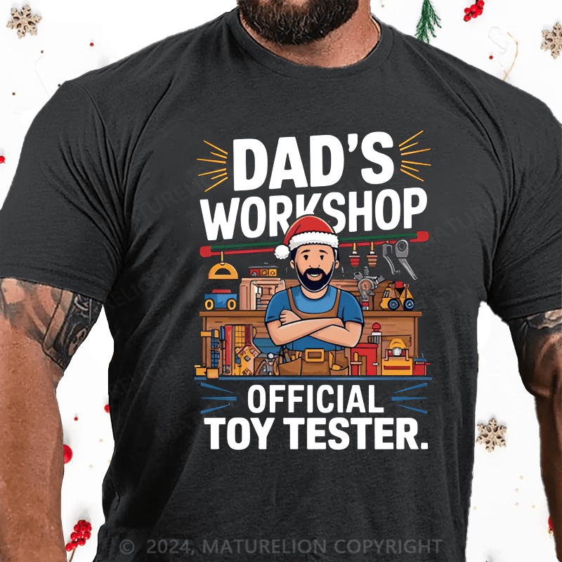 Maturelion Christmas T-Shirt Dad's Workshop T-Shirt