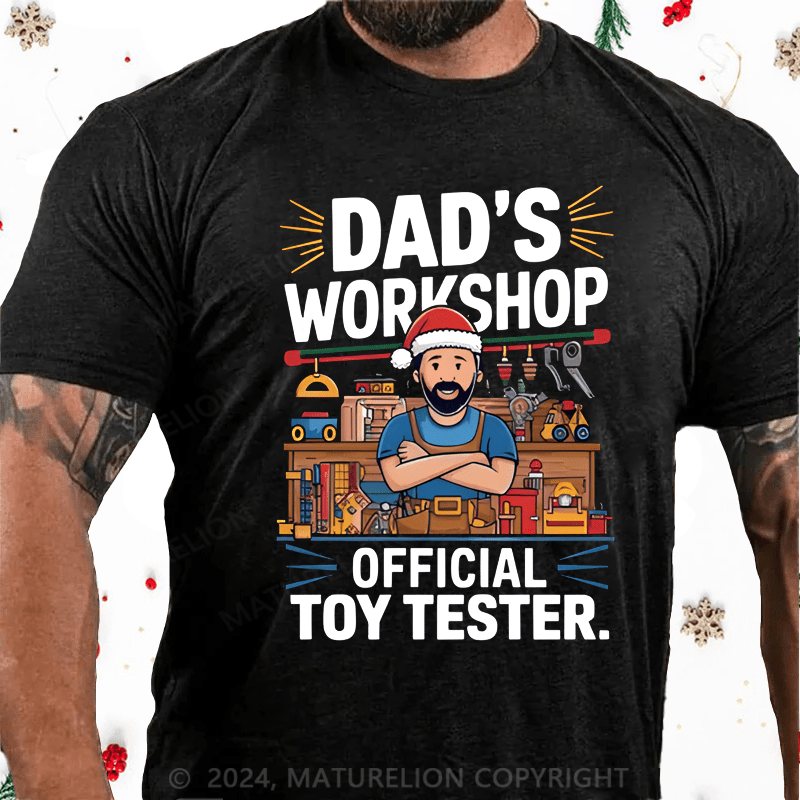 Maturelion Christmas T-Shirt Dad's Workshop T-Shirt