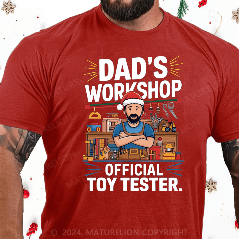 Maturelion Christmas T-Shirt Dad's Workshop T-Shirt