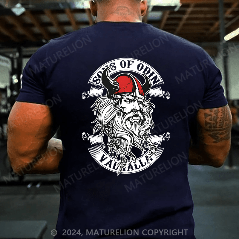 Maturelion Christmas T-Shirt Norse Mythology Face Viking Design Viking T-Shirt