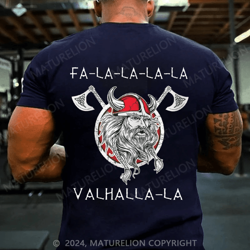 Maturelion Christmas T-Shirt Fa-la-la-la Valhalla Ugly Christmas Viking Norse Xmas Nordic Shirt