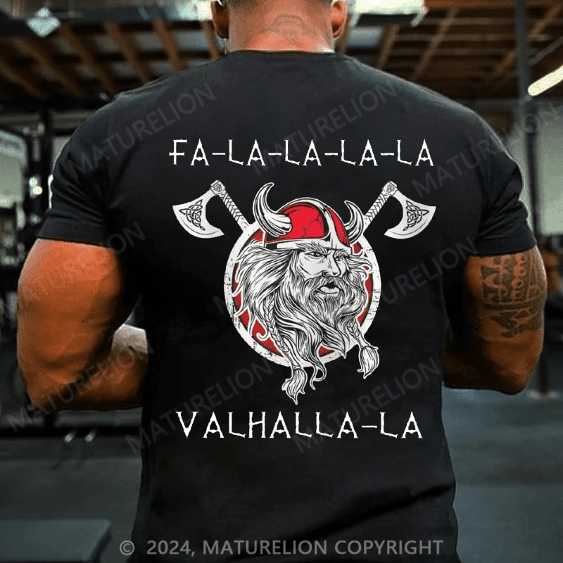 Maturelion Christmas T-Shirt Fa-la-la-la Valhalla Ugly Christmas Viking Norse Xmas Nordic Shirt