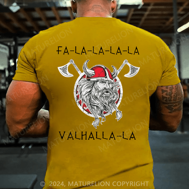 Maturelion Christmas T-Shirt Fa-la-la-la Valhalla Ugly Christmas Viking Norse Xmas Nordic Shirt