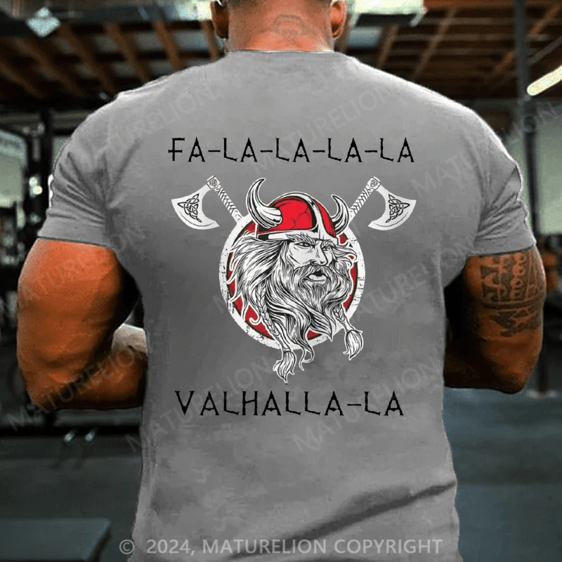 Maturelion Christmas T-Shirt Fa-la-la-la Valhalla Ugly Christmas Viking Norse Xmas Nordic Shirt