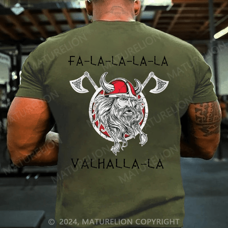 Maturelion Christmas T-Shirt Fa-la-la-la Valhalla Ugly Christmas Viking Norse Xmas Nordic Shirt