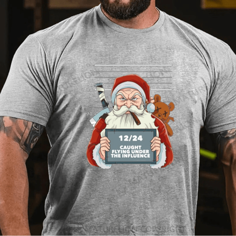Maturelion Christmas T-Shirt Funny Drunk Santa Claus Mugshot Naughty Santa Christmas T-Shirt