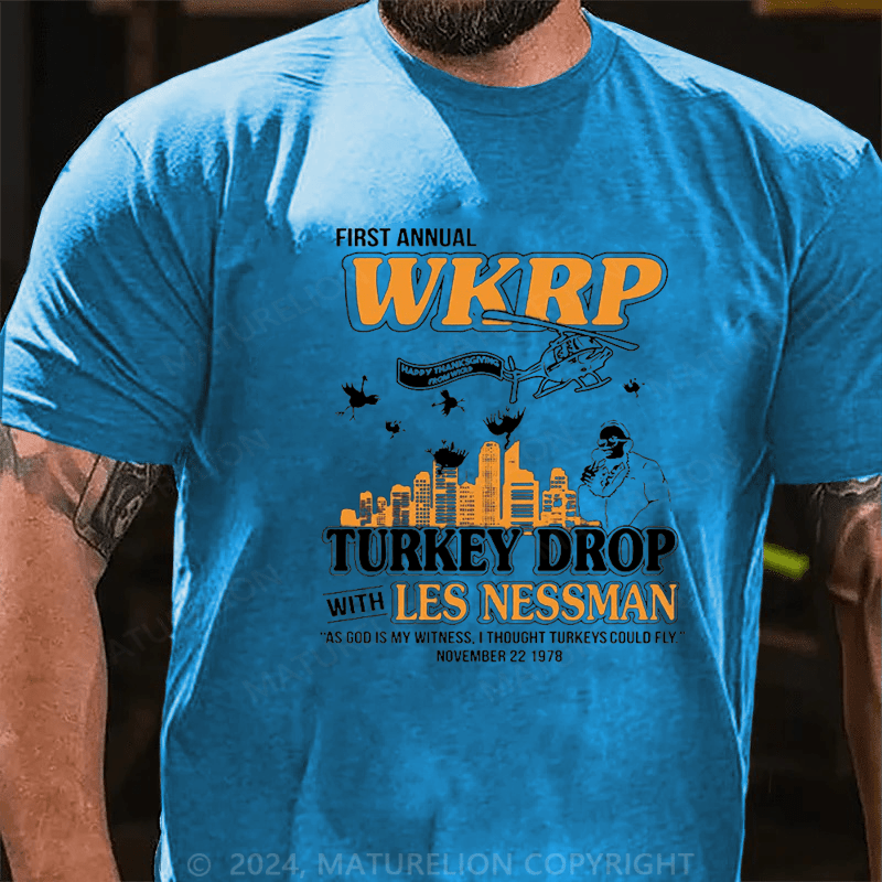 Maturelion Men's T-Shirt First Annual WKRP Turkey Drop Les Nessman T-Shirt
