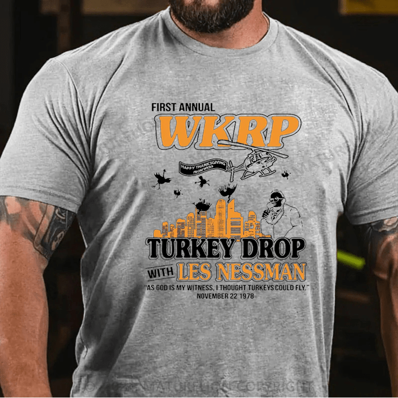 Maturelion Men's T-Shirt First Annual WKRP Turkey Drop Les Nessman T-Shirt