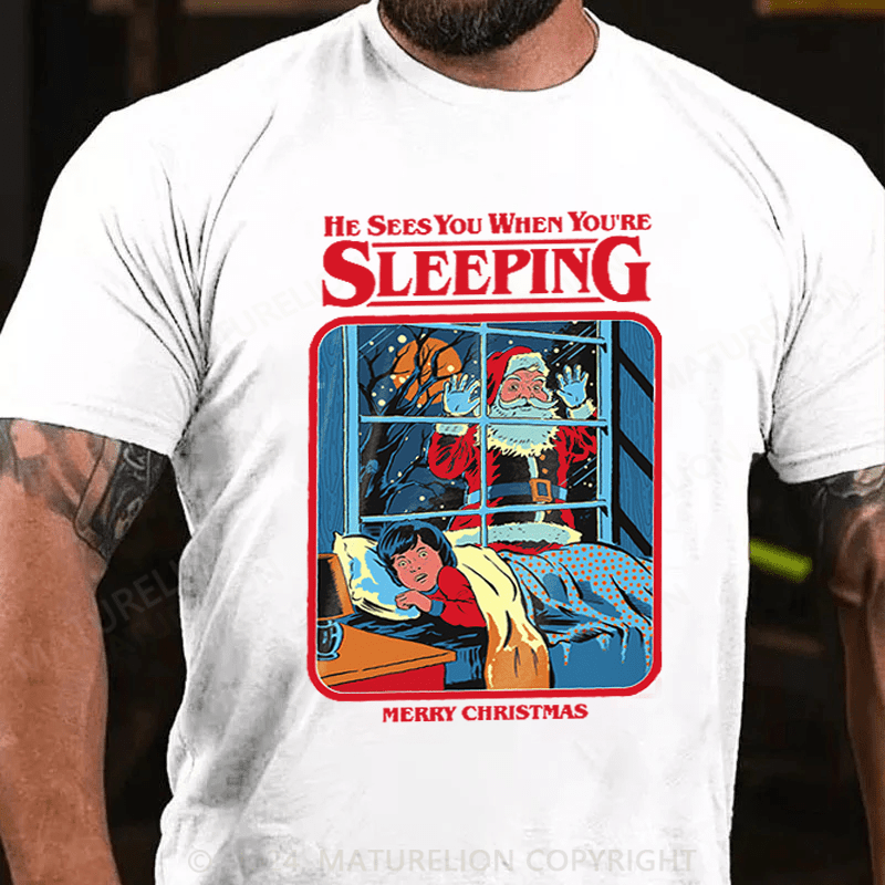 Maturelion Christmas T-Shirt Steven Rhodes He Sees You T-Shirt
