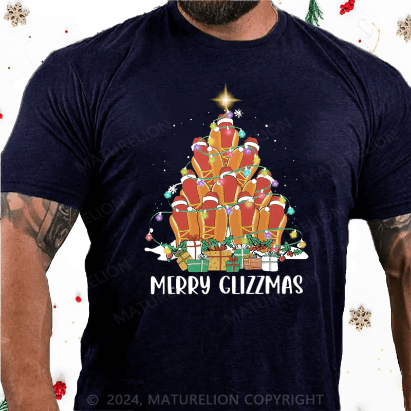 Maturelion Christmas T-Shirt Funny Hotdog Christmas Tree T-Shirt