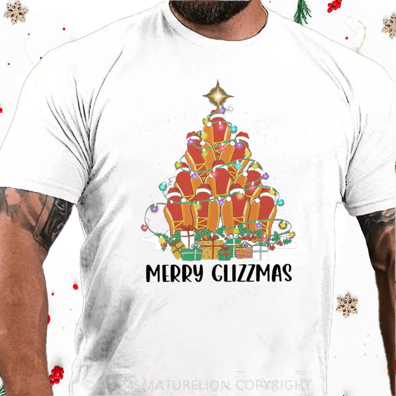 Maturelion Christmas T-Shirt Funny Hotdog Christmas Tree T-Shirt