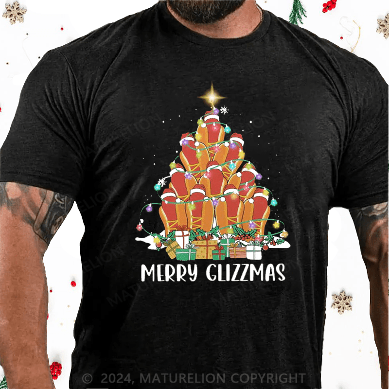 Maturelion Christmas T-Shirt Funny Hotdog Christmas Tree T-Shirt