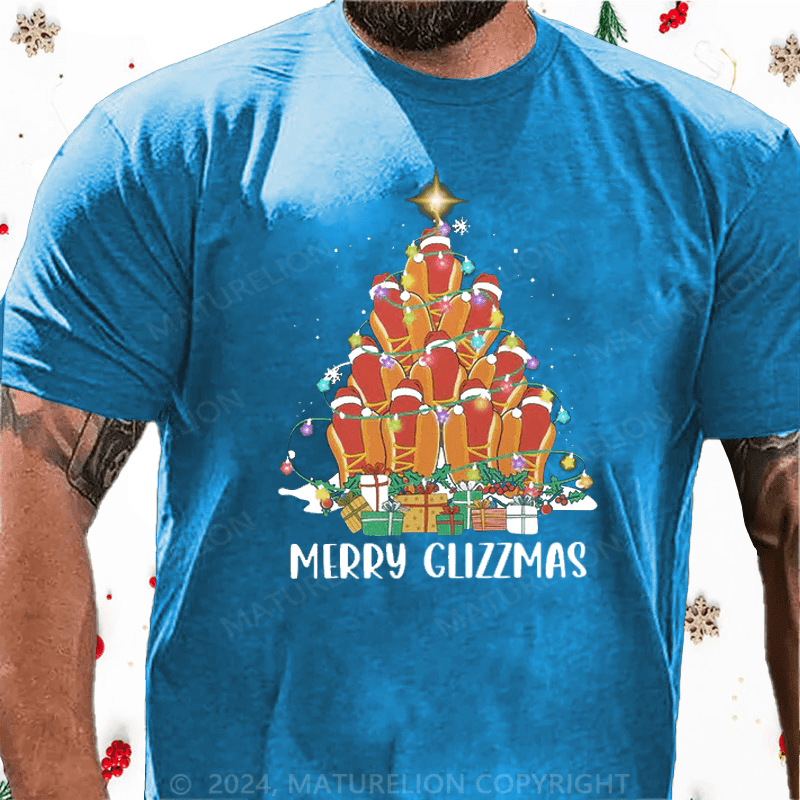 Maturelion Christmas T-Shirt Funny Hotdog Christmas Tree T-Shirt