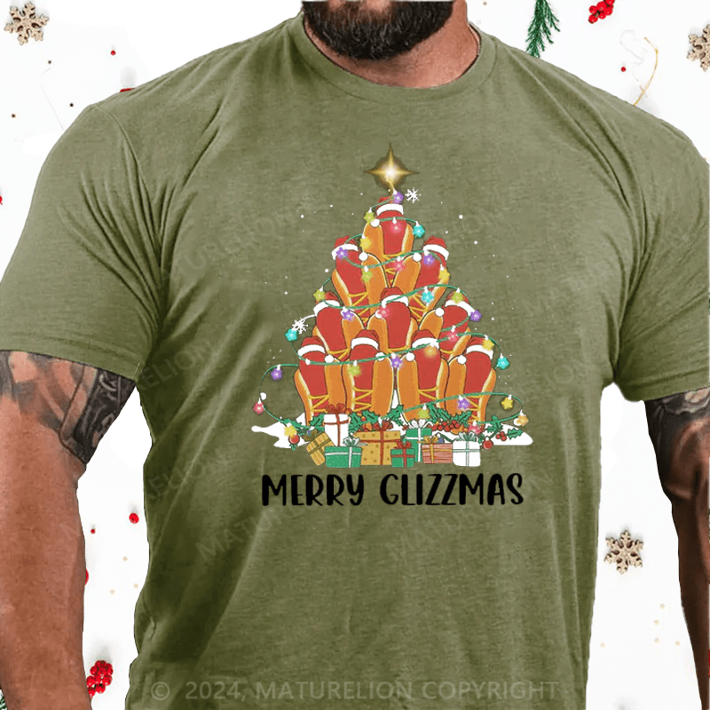 Maturelion Christmas T-Shirt Funny Hotdog Christmas Tree T-Shirt