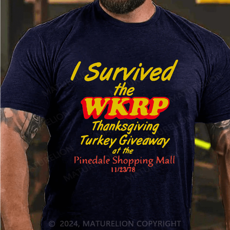 Maturelion Thanksgiving T-Shirt First Annual WKRP Turkey Drop With Les Nessman November 22 1978 T-Shirt