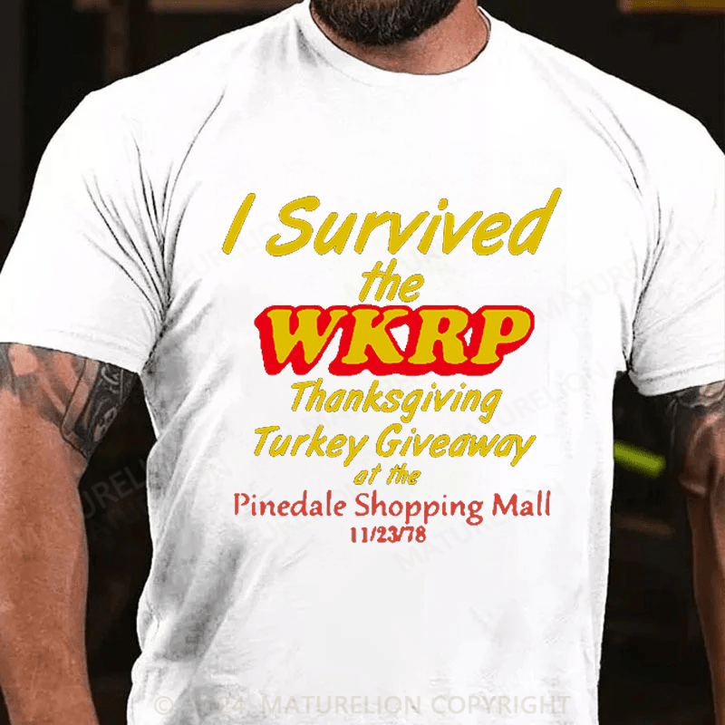 Maturelion Thanksgiving T-Shirt First Annual WKRP Turkey Drop With Les Nessman November 22 1978 T-Shirt