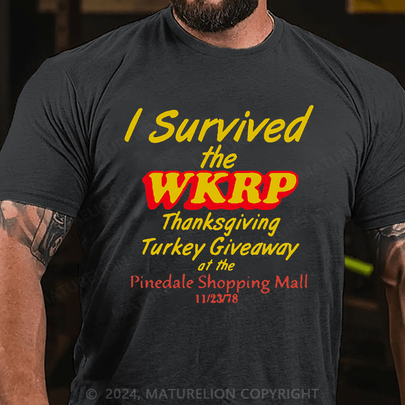 Maturelion Thanksgiving T-Shirt First Annual WKRP Turkey Drop With Les Nessman November 22 1978 T-Shirt