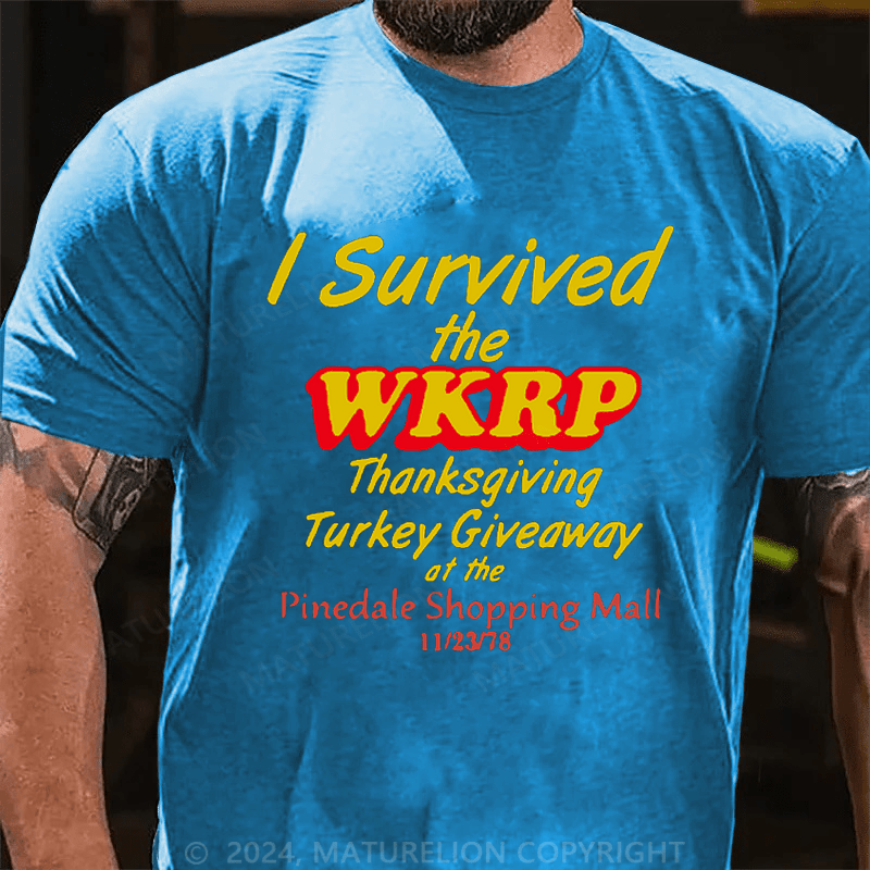 Maturelion Thanksgiving T-Shirt First Annual WKRP Turkey Drop With Les Nessman November 22 1978 T-Shirt