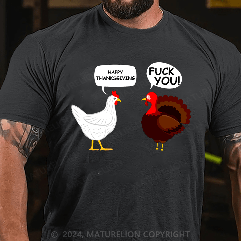 Maturelion Thanksgiving T-Shirt Funny Thanksgiving I Heart Thicc Thighs T-Shirt