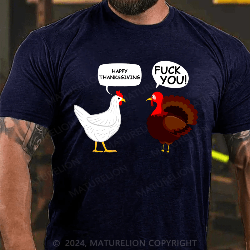 Maturelion Thanksgiving T-Shirt Funny Thanksgiving I Heart Thicc Thighs T-Shirt