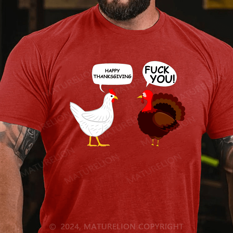 Maturelion Thanksgiving T-Shirt Funny Thanksgiving I Heart Thicc Thighs T-Shirt
