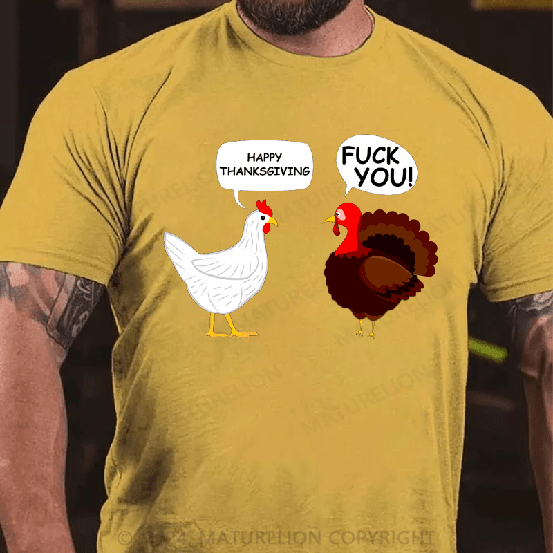 Maturelion Thanksgiving T-Shirt Funny Thanksgiving I Heart Thicc Thighs T-Shirt